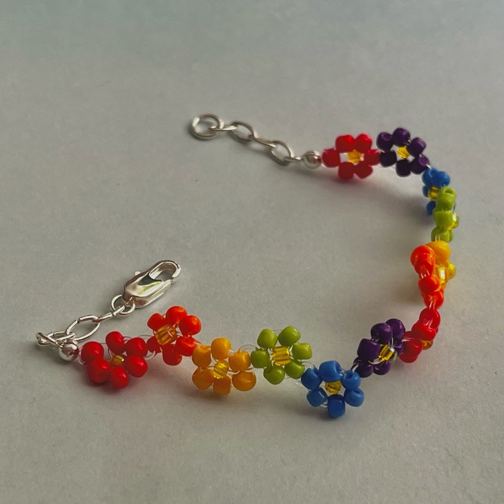 Rainbow Flower Charm Bracelet